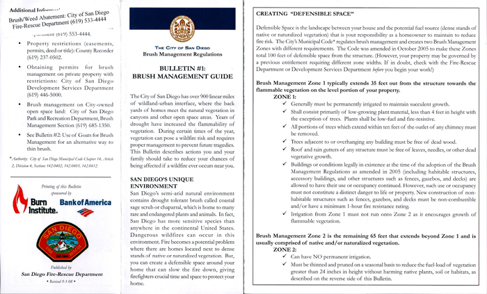 San Diego Fire Abatement and Brush Removal Regulations front